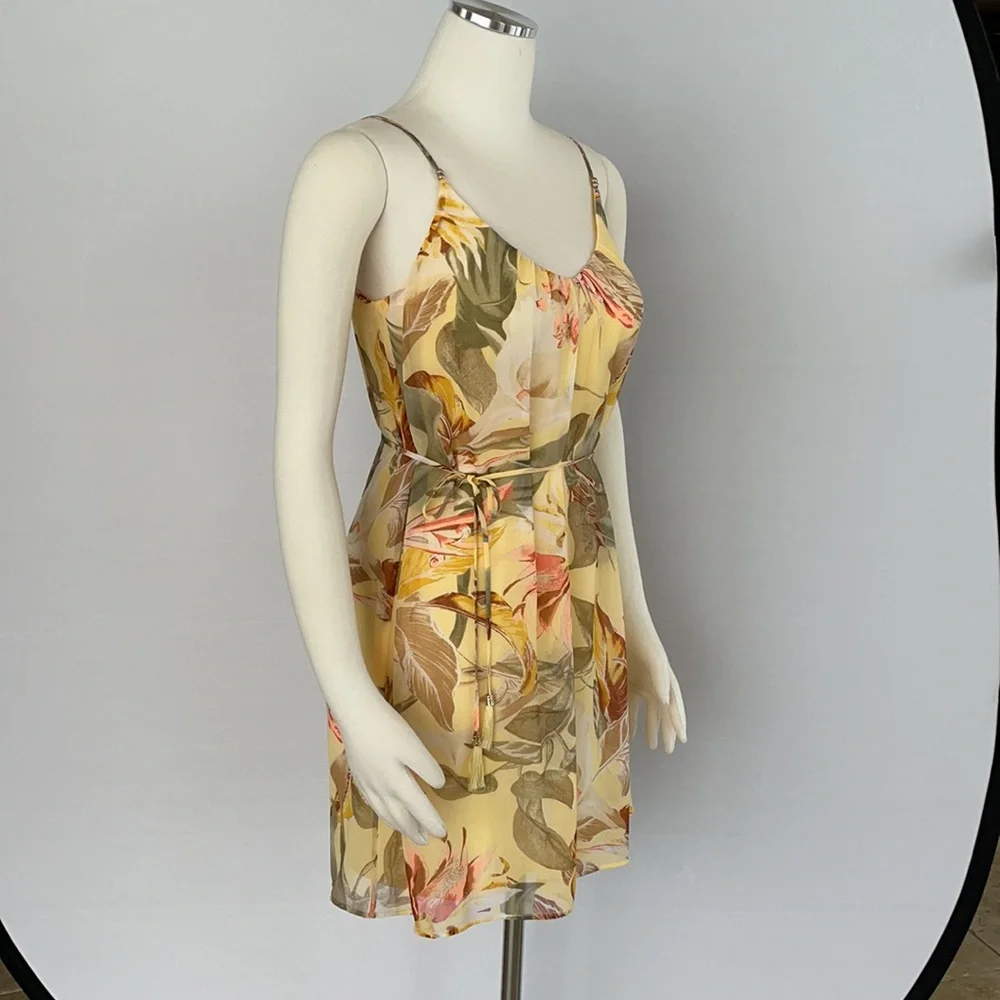 NWOT WHBM Yellow Tropical Print Slip Dress Size 0 - Picture 4 of 15